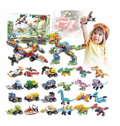 Adventes kalendāra konstruktora komplekts ar automašīnām un dinozauriem