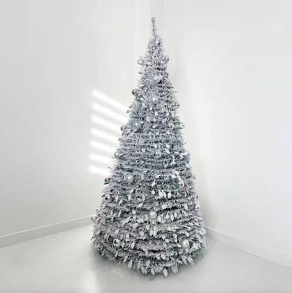 180/210 cm paplašināma mākslīgā Ziemassvētku eglīte ar sniegu