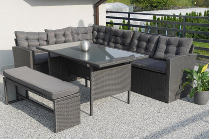 Sodo baldų komplektas Topiano tamsiai pilkas