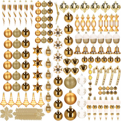 155 detaļu Ziemassvētku eglītes rotaļlietu komplekts