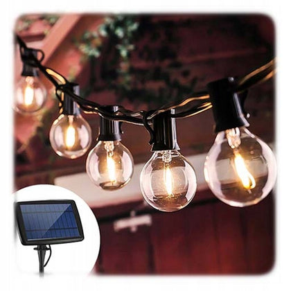 Girliandos, sodo lempos su 25 3W lemputėmis + saulės baterija