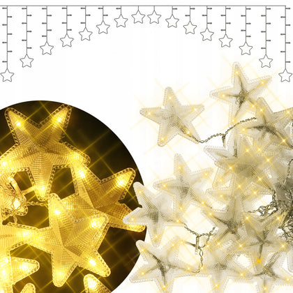 136 LED Ziemassvētku vītņu zvaigznes