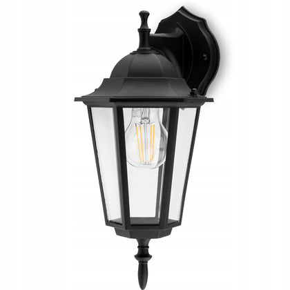 Dārza sienas lampa E27 IP44 melna 