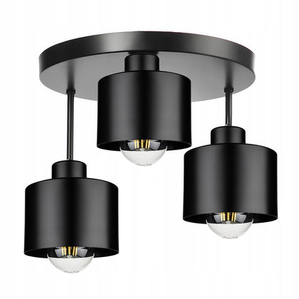 Trīsdaļīga piekaramā lampa - melna.