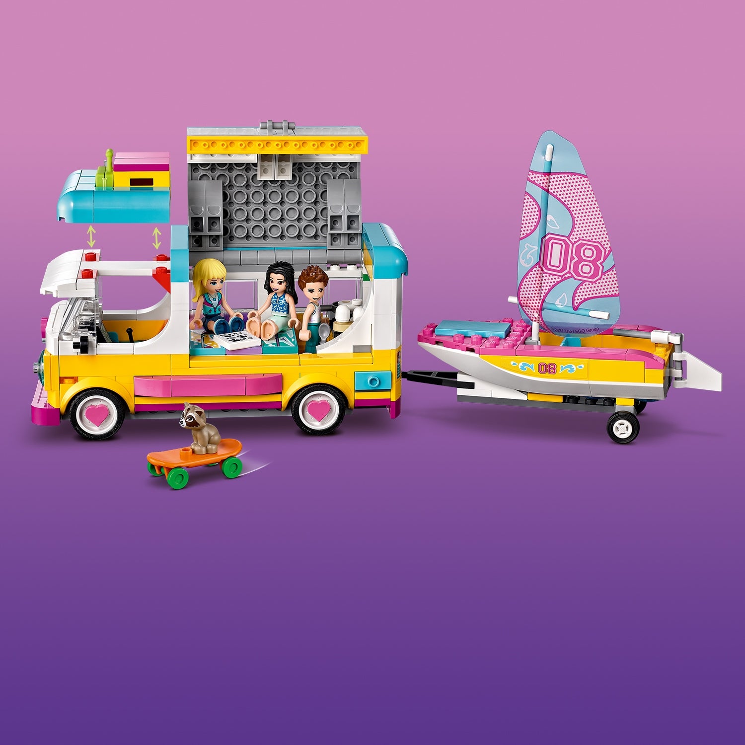 LEGO Friends 41681 Kempinga furgons un burulaiva 7+