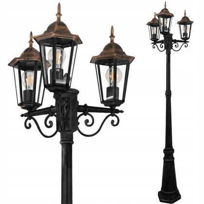 Trīsdaļīga klasiska dārza lampa 3xE27 