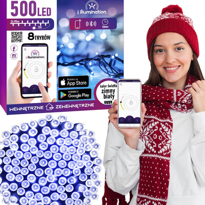 500 LED Ziemassvētku vītne, ko var vadīt ar tālruni