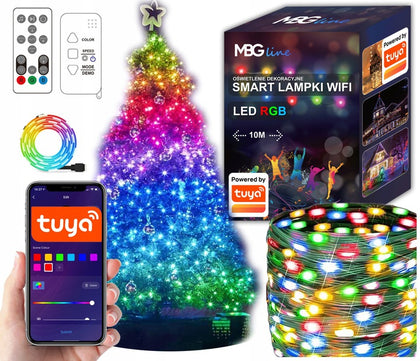 Ziemassvētku gaismiņu viedā LED lente WIFI TUYA 10m USB