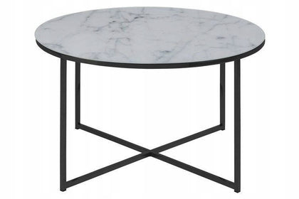 Apvalus kavos staliukas su marmuriniu paviršiumi