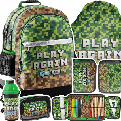 Minecraft pases skolas mugursoma ar aksesuāriem 