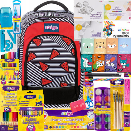 Skolas mugursoma ar aksesuāriem