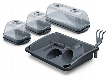 Mini dārza komplekts, mini siltumnīcas un instrumenti
