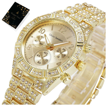 Moteriškas laikrodis su krištoliniais akmenukais